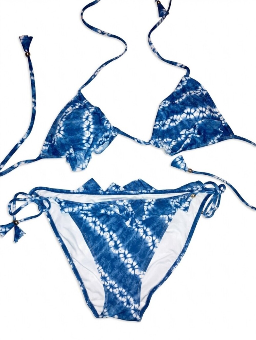 Victoria's Secret Blue Tie-Dye String Triangle Bikini Set